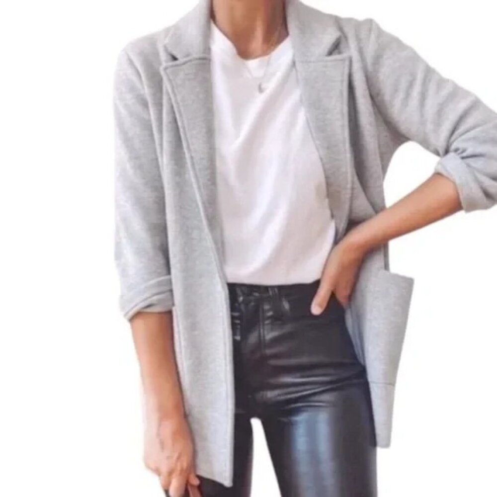 J. Crew Sophie Open Front Sweater Blazer Cardigan Merino Wool Blend Gray Size XS